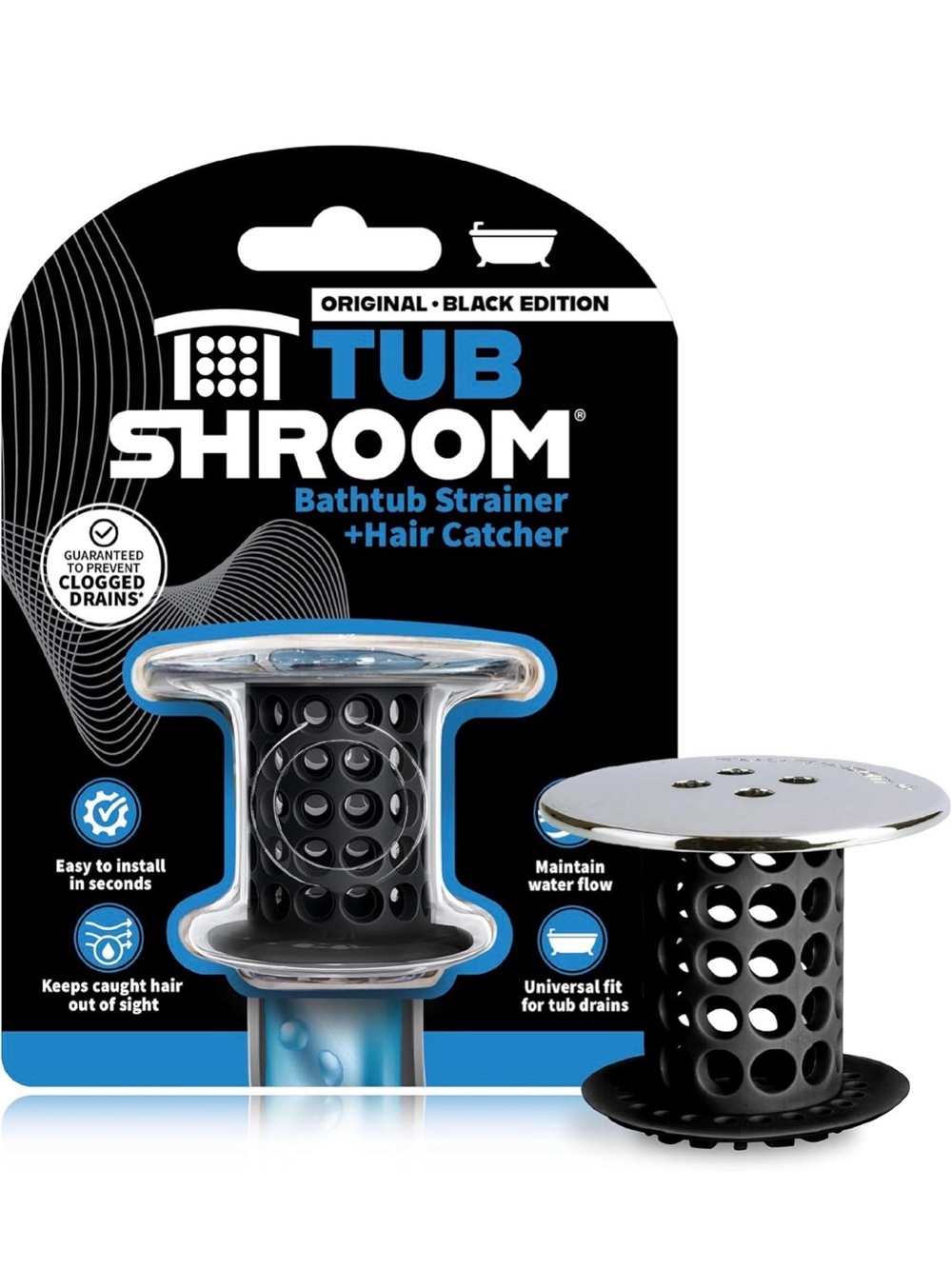 Black Bathtub Hair Catcher & Strainer